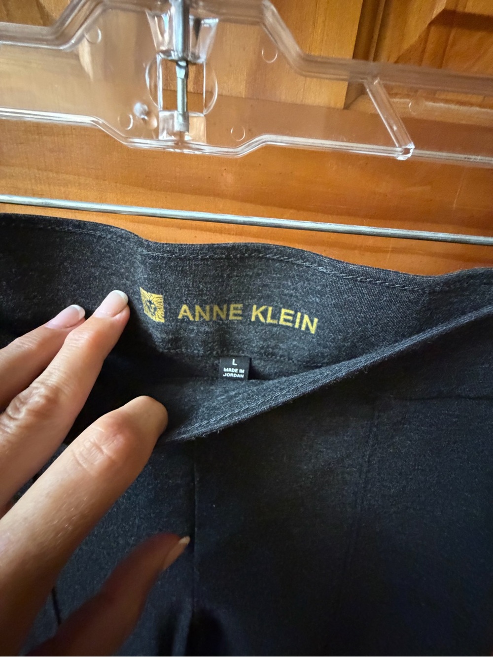 Anne Klein Charcoal Pull On Pants Size L Knit Work